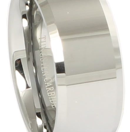 Tungsten Beveled Made Engraved Wedding Nicollo Beveled Polished Tungsten Ring 10mm Custom Men Women engraved - CARBIDE Wedding Bands