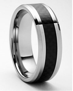 Tungsten Made Engraved lovers romance Acacia Black Tungsten Carbon Fiber Ring 8mm - forever carbide custom mens womens | wedding bands