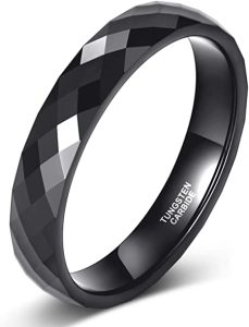 Tungsten Made Engraved lovers romance Black Faced Tungsten Carbide Ring 6mm Band - forever carbide custom mens womens | wedding bands