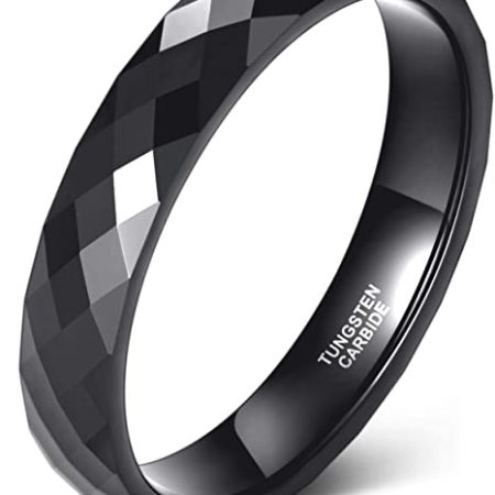Tungsten Made WEDDING RINGS Engraved Black Faced Tungsten Carbide Ring 6mm Band Custom Men Women - Tungsten Wedding Bands