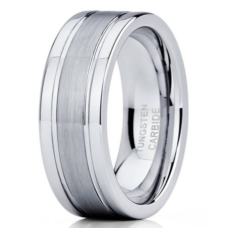 Tungsten Made WEDDING RINGS Engraved Brushed Two Toned Tungsten Ring 7mm Custom Men Women - Tungsten Wedding Bands