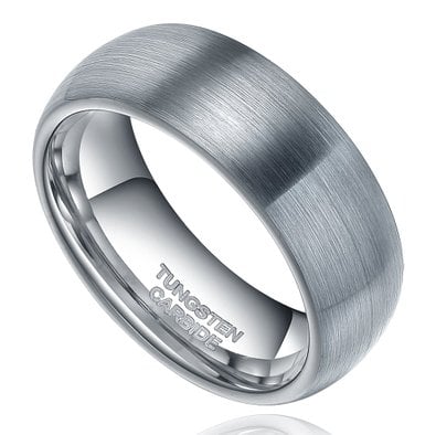 thumbnail image 2 of COL Circle Of Life Brushed Tungsten Carbide 7mm Wedding Band Ring – Silver With Cubic Zirconia 2 of 6