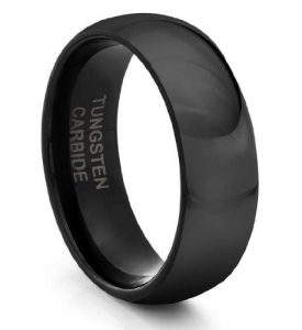 Tungsten Made Engraved lovers romance Black Classic Domed 8mm Classic Tungsten Ring - forever carbide custom mens womens | wedding bands