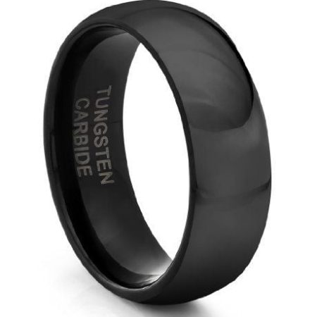 Black Classic Domed 8mm Classic Tungsten Ring Tungsten Made WEDDING RINGS Engraved Black Classic Domed 8mm Classic Tungsten Ring Custom Men Women - Tungsten Wedding Bands
