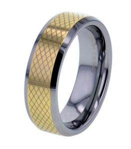 Tungsten Made Engraved lovers romance Gold Beveled Checker Board 8mm Checkerboard Tungsten Ring - forever carbide custom mens womens | wedding bands