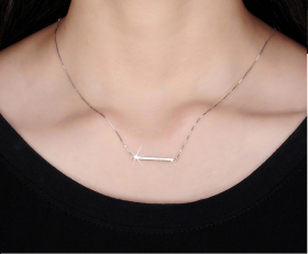 Tungsten Made Engraved lovers romance Sterling Silver Timeless Bar Necklace - forever carbide custom mens womens | wedding bands