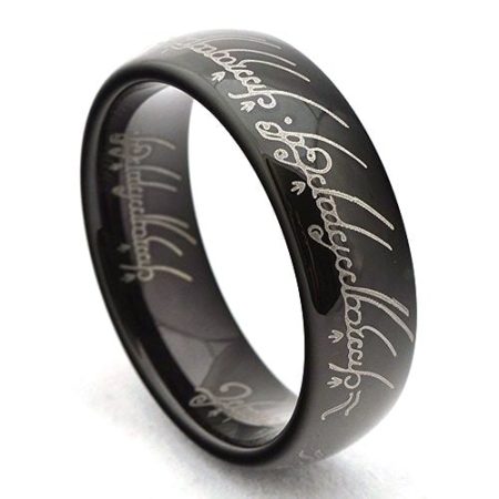 Tungsten Made WEDDING RINGS Engraved Skull Black Lord of the Rings Tungsten Ring 8mm Custom Men Women - Tungsten Wedding Bands