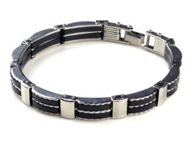 Tungsten Made Engraved lovers romance Rubber Mens Stainless Steel Chain Bracelet - forever carbide custom mens womens | wedding bands