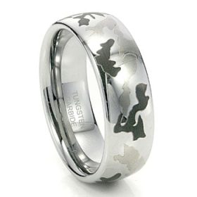 Tungsten Made Engraved lovers romance Camo Tungsten Domed Ring 8mm - forever carbide custom mens womens | wedding bands