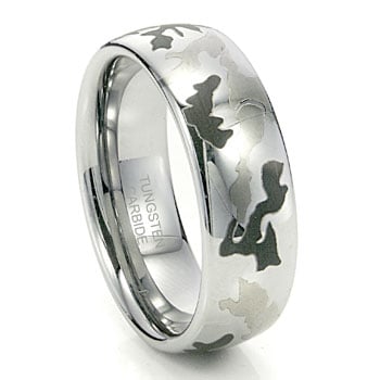 Tungsten Made Engraved lovers romance Camo Tungsten Domed Ring 8mm - forever carbide custom mens womens | wedding bands