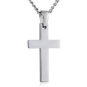 Tungsten Made Engraved lovers romance Stainless Steel Silver Cross Pendant Necklace - forever carbide custom mens womens | wedding bands