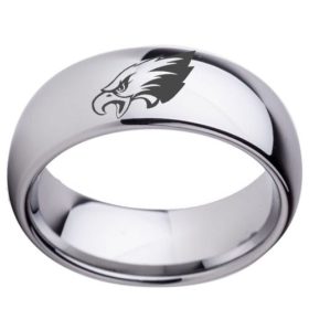 Tungsten Made Engraved lovers romance Eagles Super Bowl 2018 Tungsten Carbide Ring 8mm - forever carbide custom mens womens | wedding bands