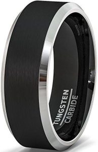 Tungsten Made Engraved lovers romance Genno Black Beveled Tungsten Carbide Ring 8mm Matte Finish - forever carbide custom mens womens | wedding bands