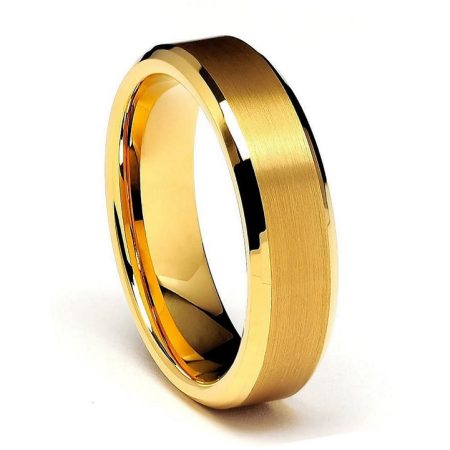 Tungsten Made Engraved Gold Beveled Tungsten Ring 6mm Custom Men Women engraved - Tungsten Wedding Bands