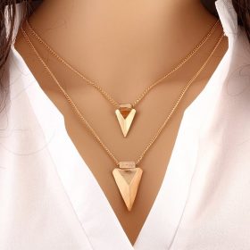 Tungsten Made Engraved lovers romance Gold Triangle Vintage Necklace - forever carbide custom mens womens | wedding bands