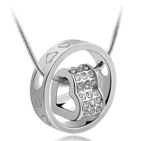 Tungsten Made Engraved Rhinestone Heart Womens Necklace - carbide custom | wedding bands