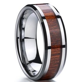 Tungsten Made Engraved lovers romance Max Tungsten Carbide Wooden Inlay Ring - forever carbide custom mens womens | wedding bands