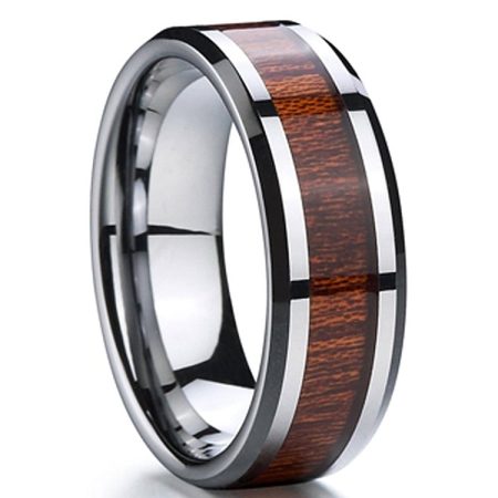 Tungsten Beveled Made Engraved Wedding Max Tungsten Carbide Wooden Inlay Ring Custom Men Women engraved - CARBIDE Wedding Bands