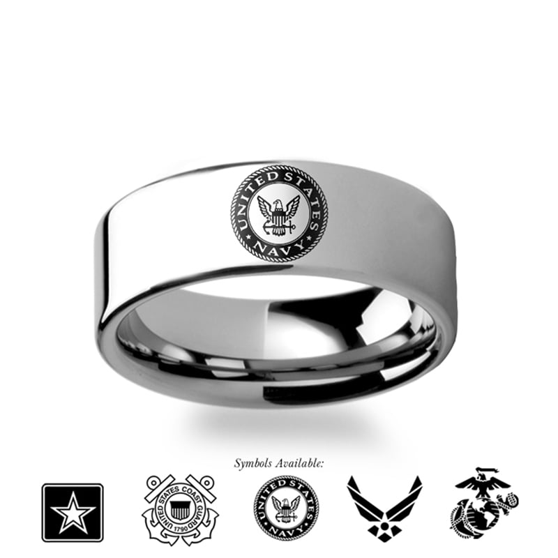 Tungsten Made Engraved lovers romance Army Navy Coast Guard Marines Military Tungsten Ring 8mm - forever carbide custom mens womens | wedding bands
