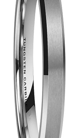 Tungsten Made WEDDING RINGS Engraved Rasoret 4mm Beveled Tungsten Carbide Ring Custom Men Women - Wedding Bands