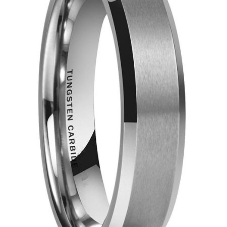 Tungsten Beveled Made Engraved Wedding Rasoret 6mm Tungsten Carbide Ring Custom Men Women engraved - CARBIDE Wedding Bands