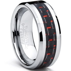 Tungsten Made Engraved lovers romance Red and Black 8mm Tungsten Carbide Band - forever carbide custom mens womens | wedding bands
