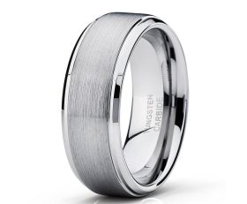 Tungsten Made Engraved Sabu Brushed Two Toned Tungsten Ring 8mm - carbide custom | wedding bands