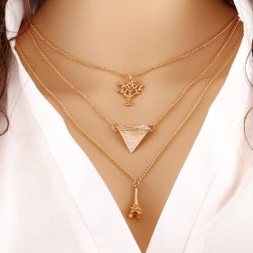 Tungsten Made Engraved lovers romance Gold Tri-Layer Necklace - forever carbide custom mens womens | wedding bands